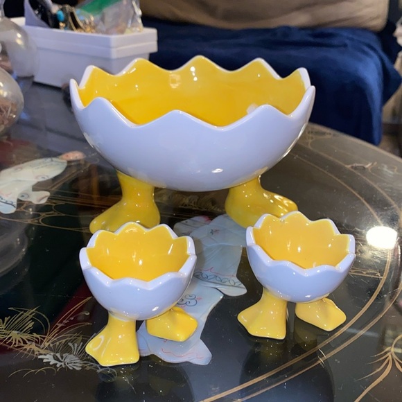 GANZ Other - Easter Egg and Duck Feet Candy Dish and 2 egg holders Bella Casa by Ganz